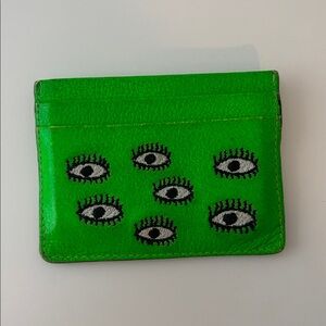 Min & Mon Green Card Holder with Eye Design